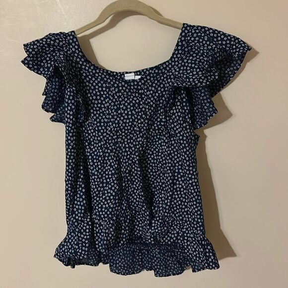 Gap ruffled flutter sleeve top size large - Picture 1 of 6